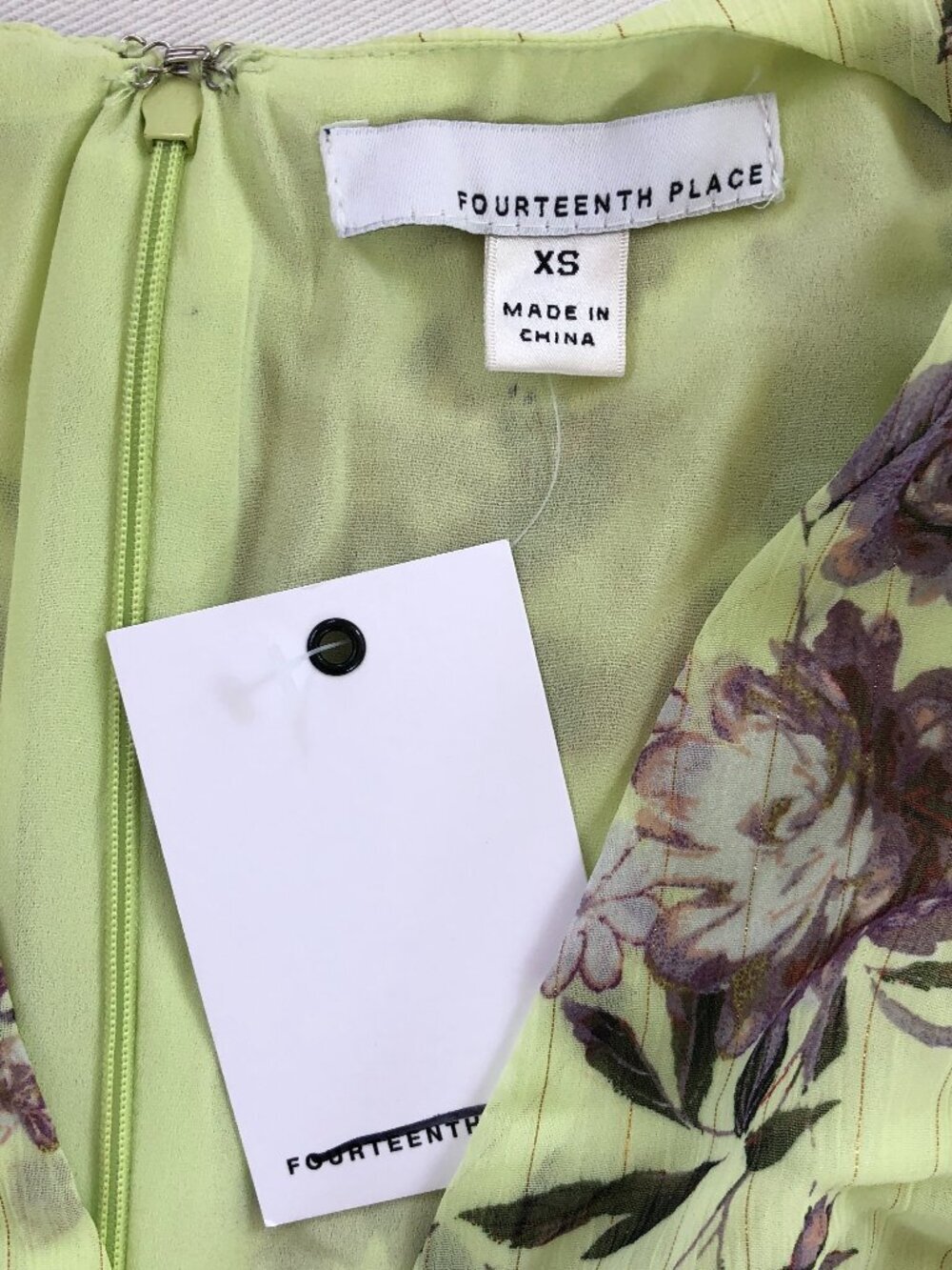 Fourteenth Place Ella Tiered Chiffon Green Floral Dress XS NWT Forest Fairy - Picture 3 of 10